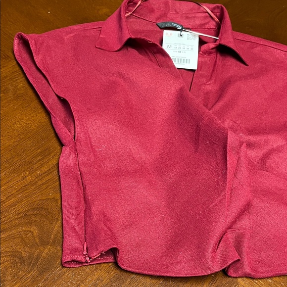 Zara Burgundy Button-Up Shirt - Picture 4 of 10
